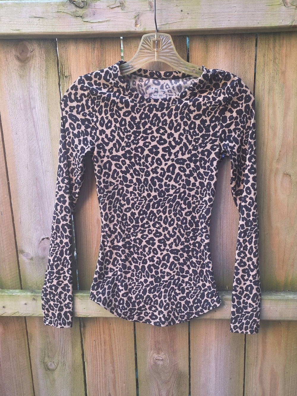 No Boundaries Leopard Print Long Sleeve Top - Tan & Black
